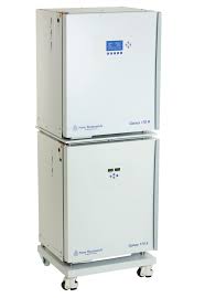 A gray science incubator that resembles a refrigerator.